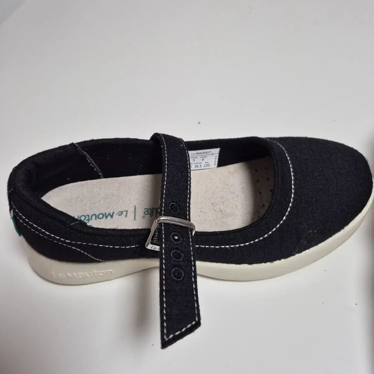  르무통 メリノウール メリージェーン スニーカー 230 白ソール フラットシューズ バレエシューズ パンプス