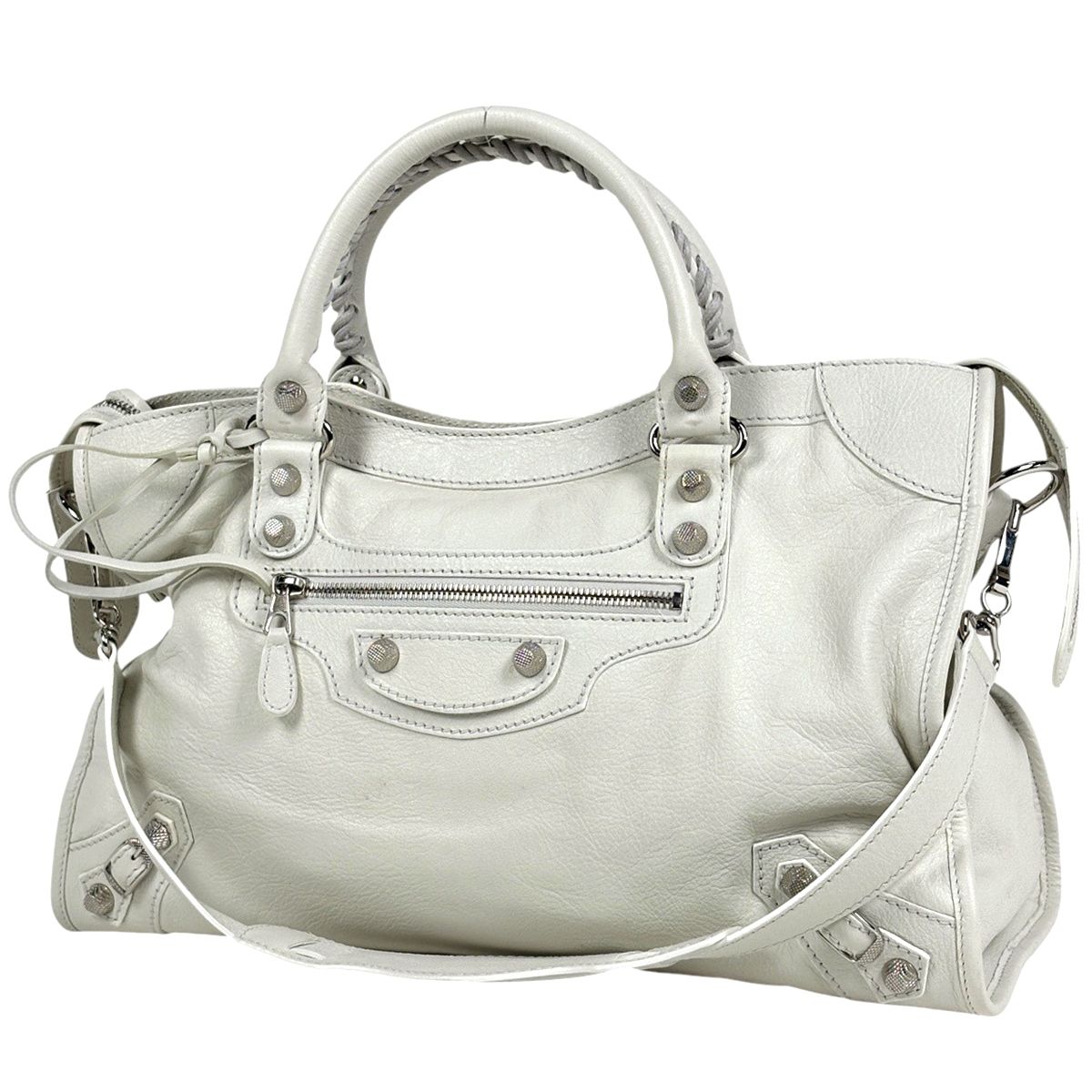 バレンシアガ ジャイアント シティ 2 WAY ショルダーバック 肩掛け ハンドバッグ レザー ホワイト 281770 レディース