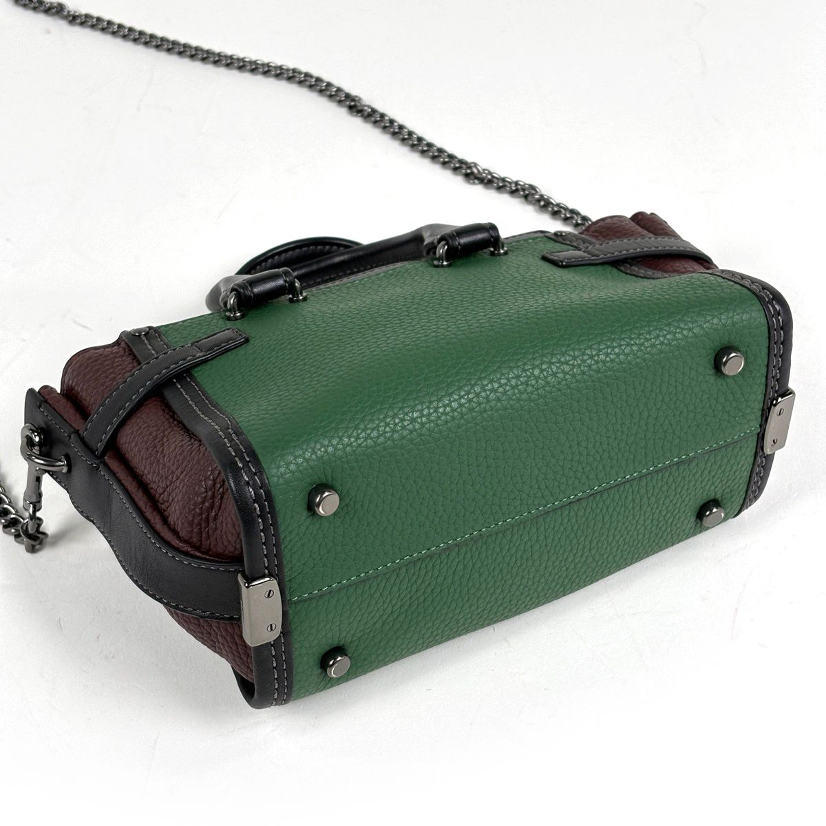 コーチ COACH ロゴ ハンドバッグ 2 WAY ショルダーバッグ ターンロック レザー グリーン 37003 レディース