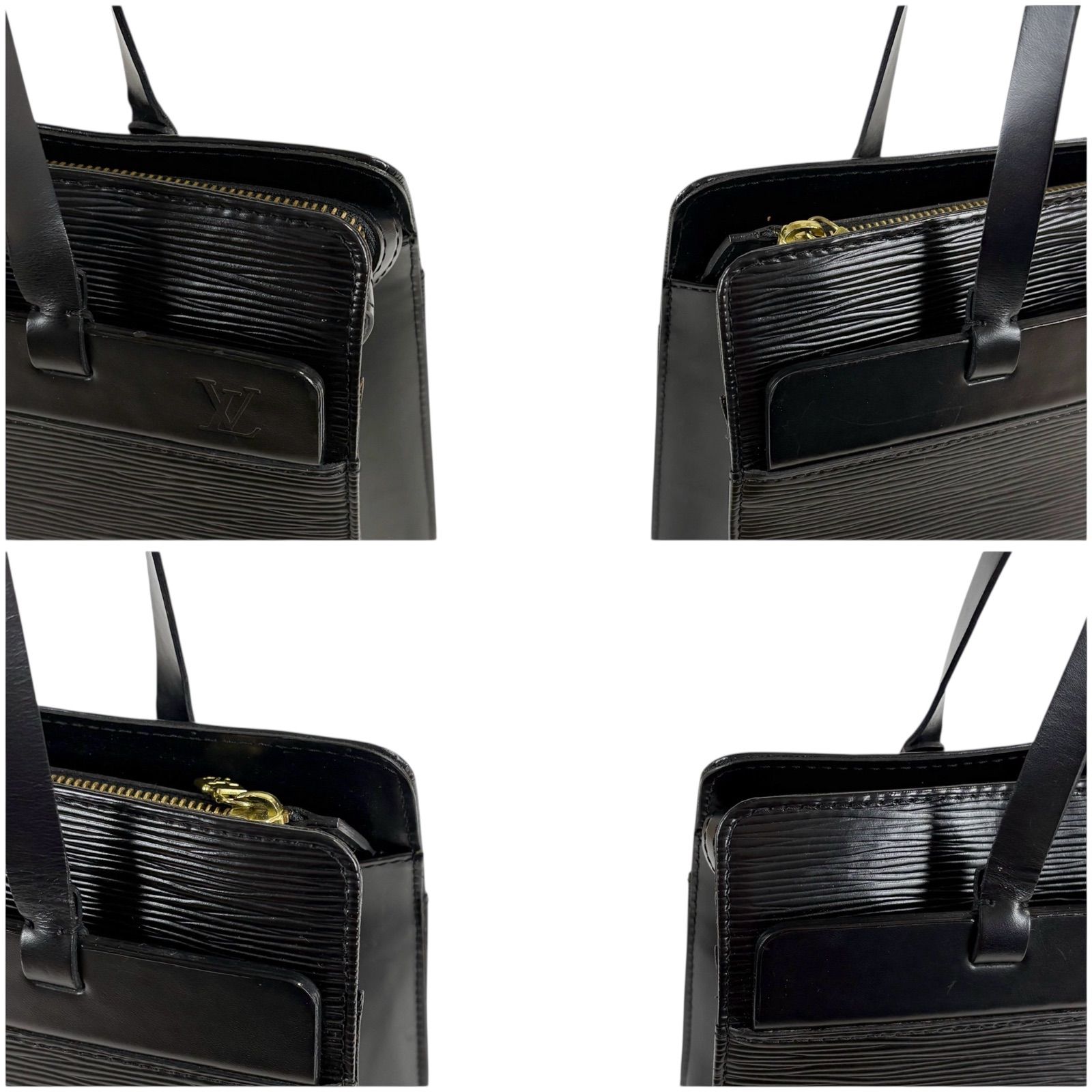 美品LOUIS VUITTON エピレザー ブラック トートバッグビジネスバッグ ルイ ヴィトン エピ サックプラ BB ノワール M58658 エピレザー