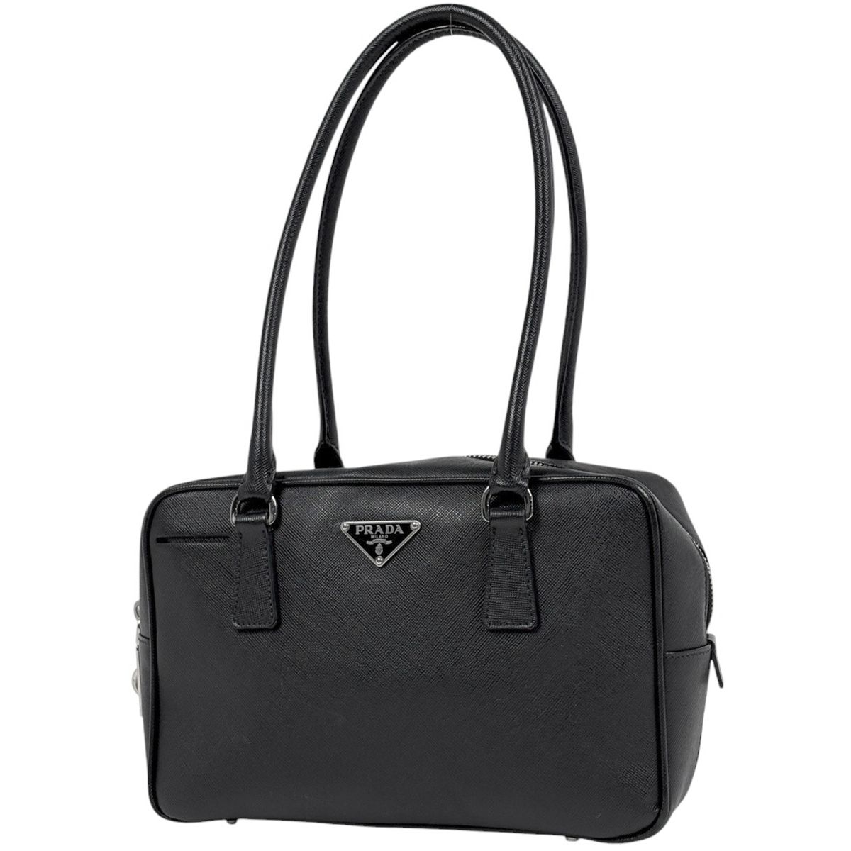 プラダ PRADA ロゴプレート ハンドバッグ トートバッグ レザー ブラック BL 0095 レディース