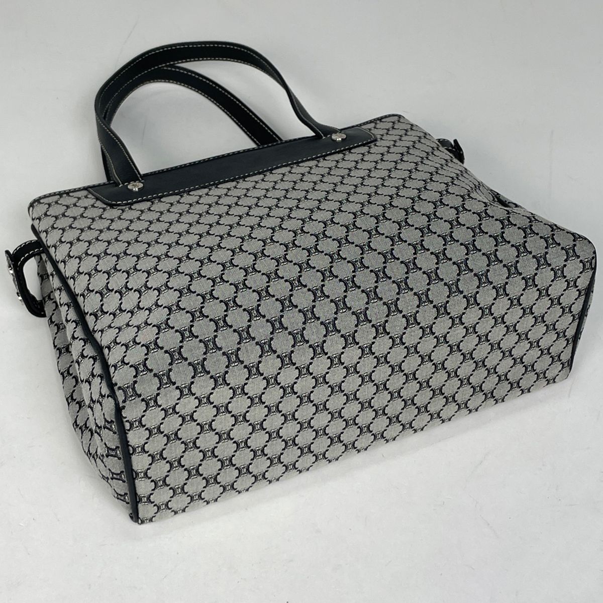 セリーヌ CELINE マカダム柄 ハンドバッグ 手提げ キャンバス ブラック レディース