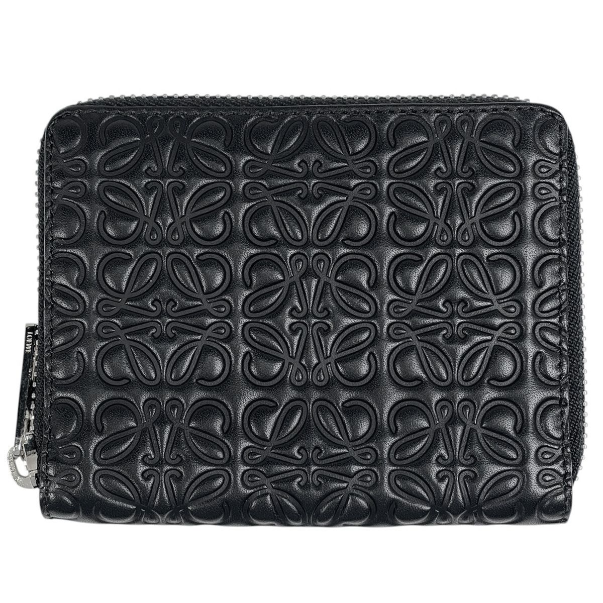 ロエベ LOEWE アナグラム ラウンドファスナー 財布 ダブルファスナー レザー ブラック レディース