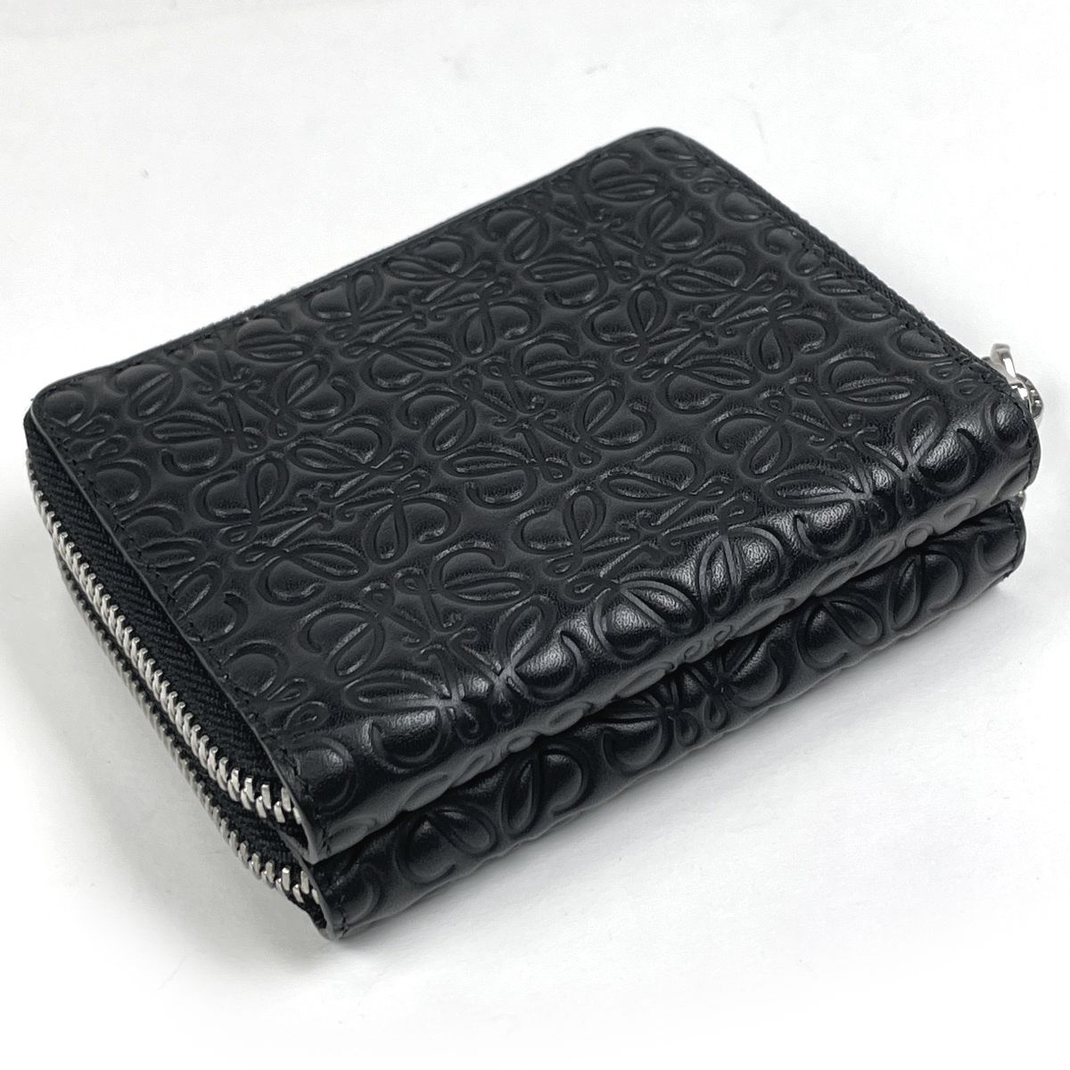 ロエベ LOEWE アナグラム ラウンドファスナー 財布 ダブルファスナー レザー ブラック レディース