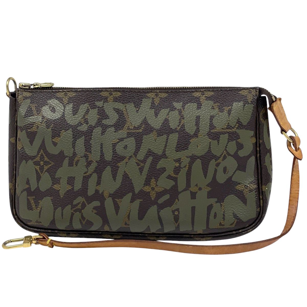 ルイ ヴィトン Louis Vuitton ポシェット アクセソワール メイクポーチ 小物入れ ポーチ モノグラムグラフィティ カーキ ブラウン M 92191 レディース