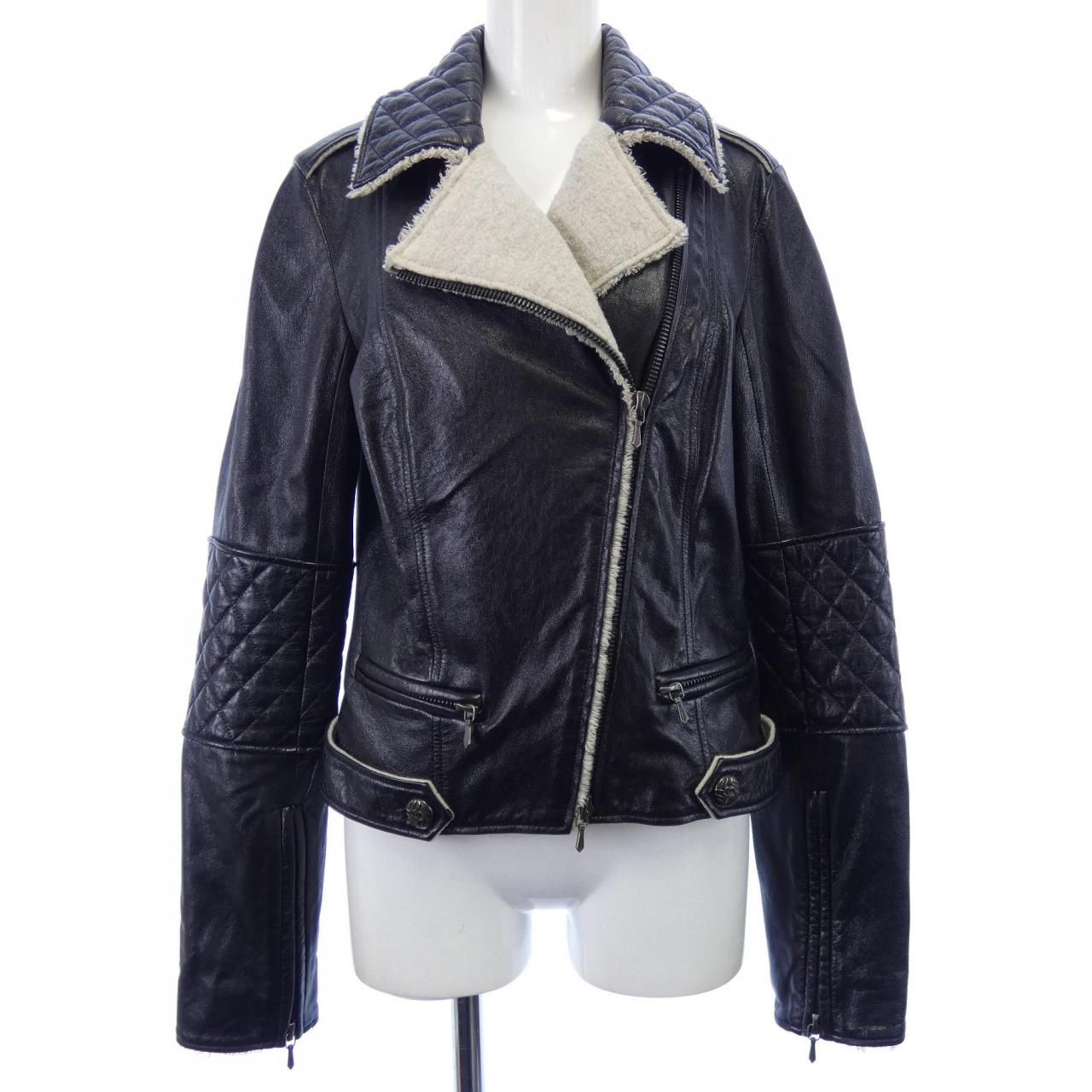 CHANEL シャネル　ジャケット　レザー　ライダース CHANEL（シャネル） レザー ジャケット ブラック ラムスキン コート 超