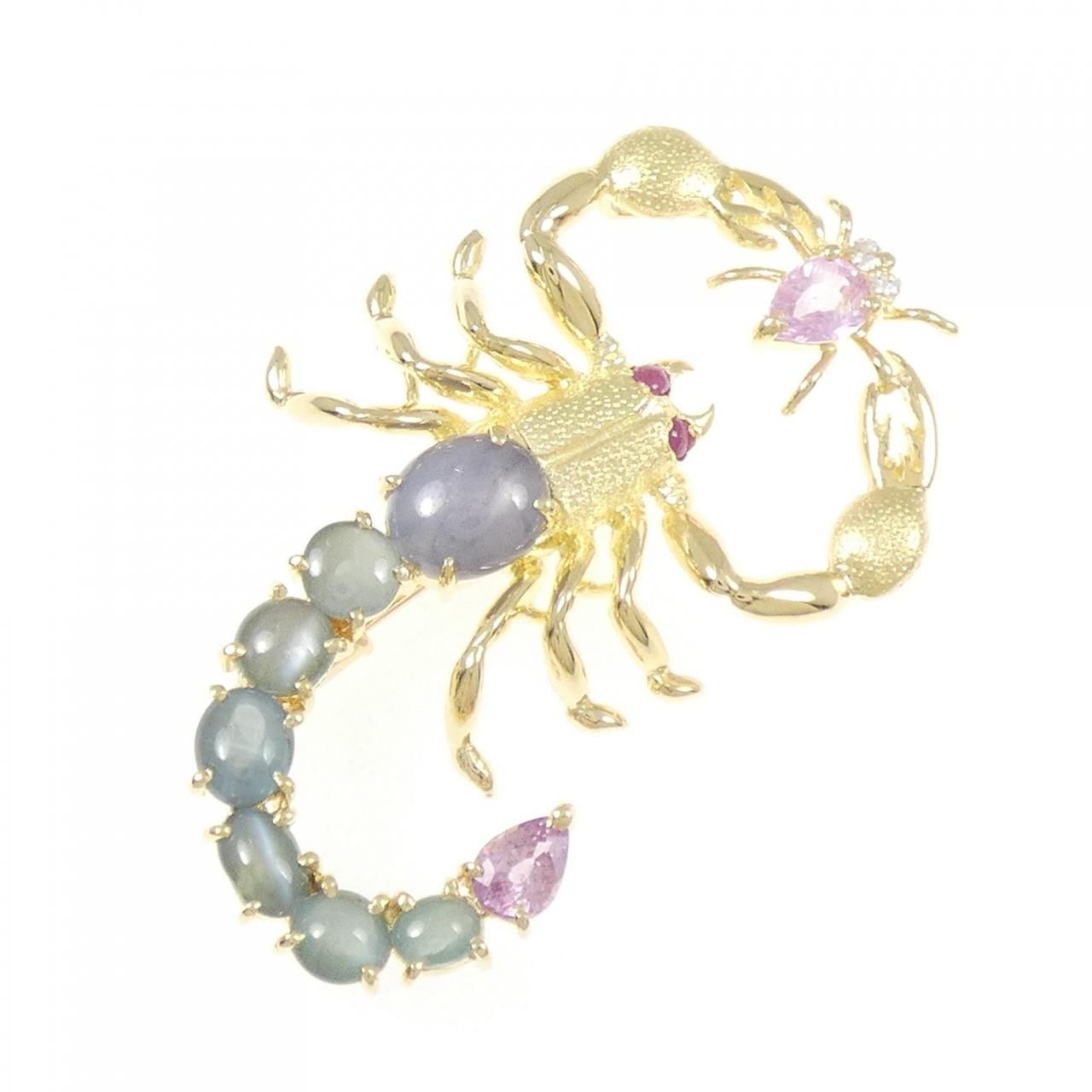 K 18 YG サソリ ストーン ブローチ