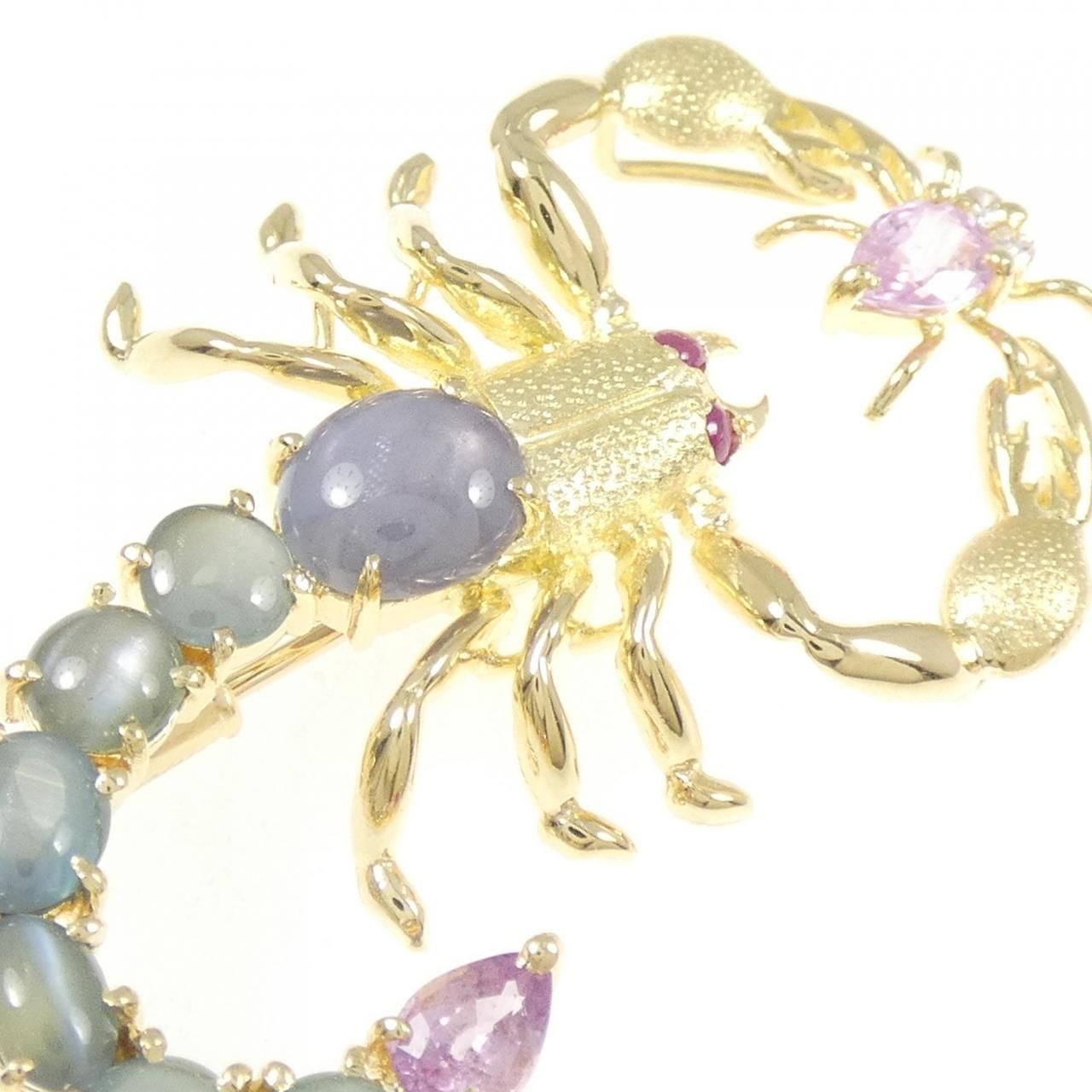 K 18 YG サソリ ストーン ブローチ