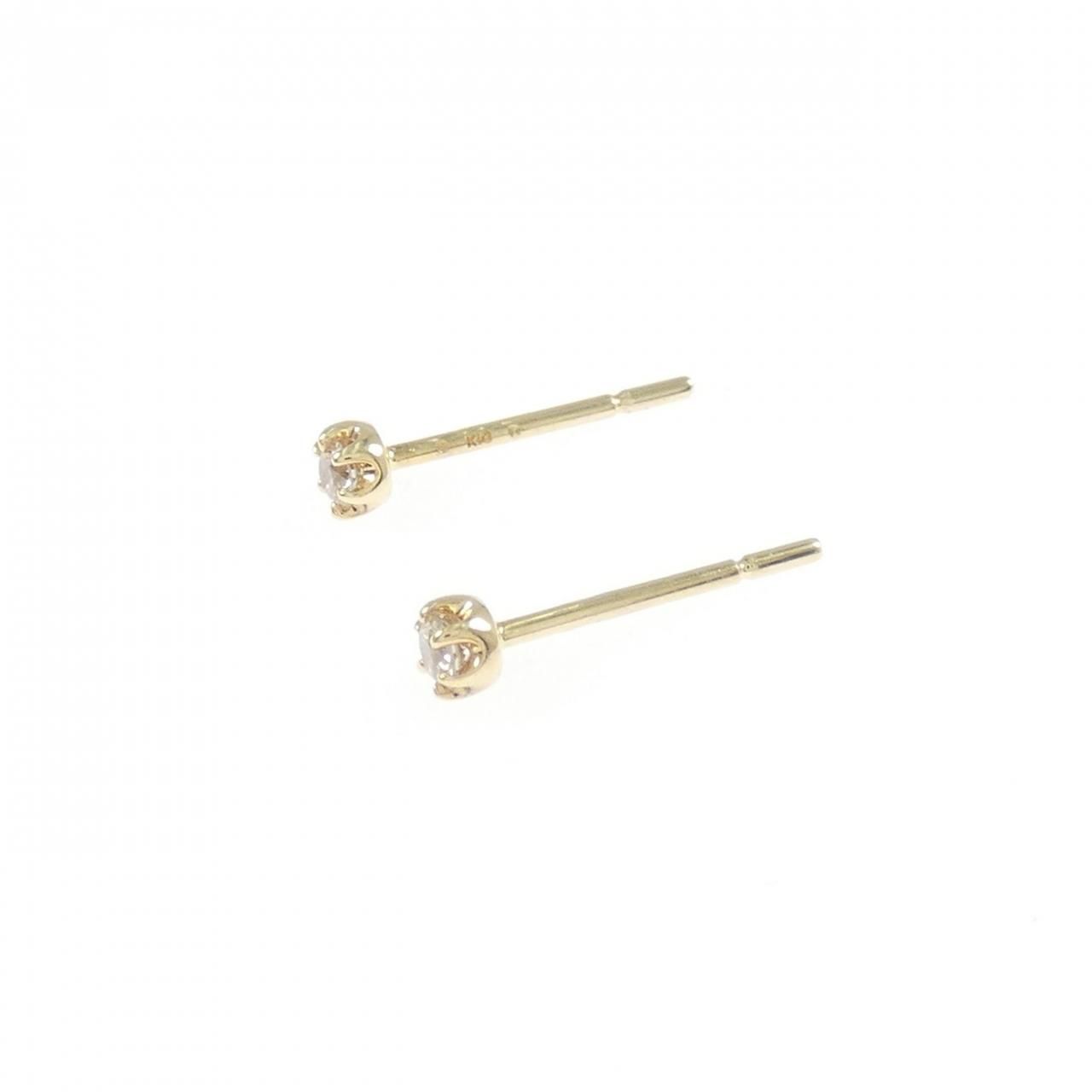 K 10 YG ソリティア ダイヤモンド ピアス