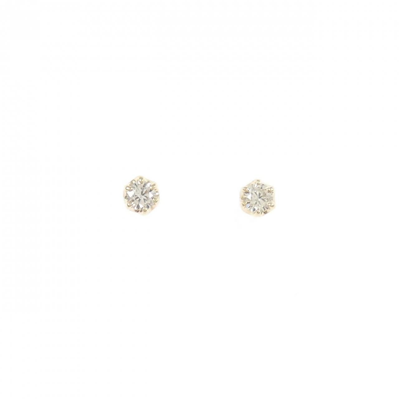 K 10 YG ソリティア ダイヤモンド ピアス