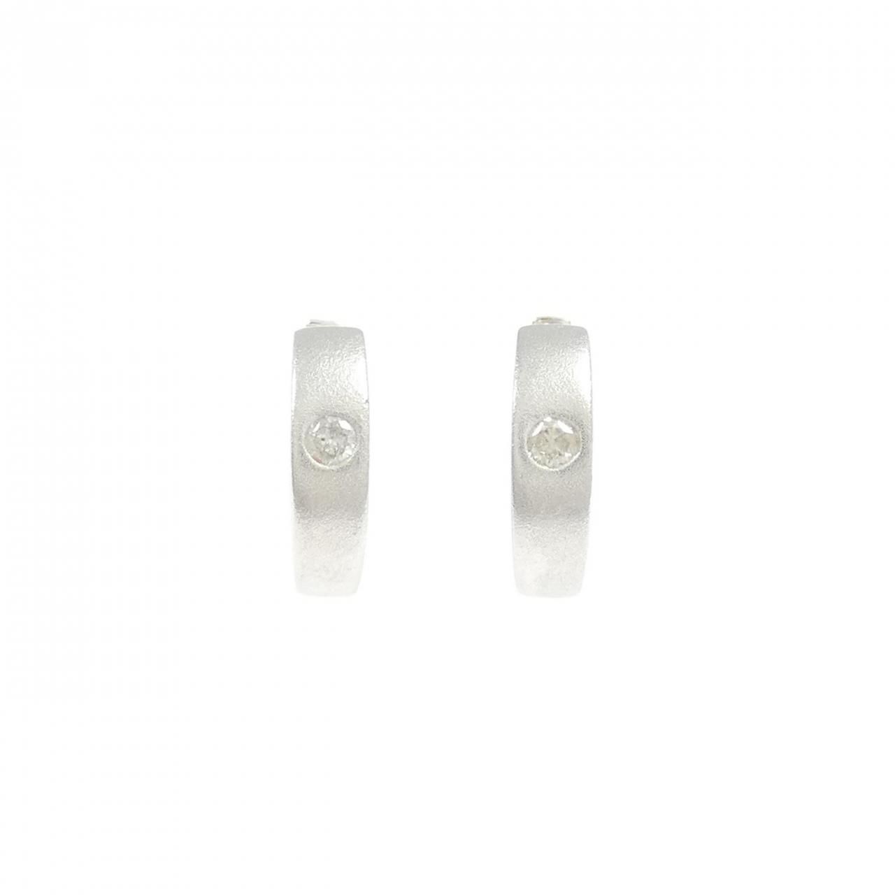 K 18 WG ダイヤモンド フープ ピアス 0.04 CT