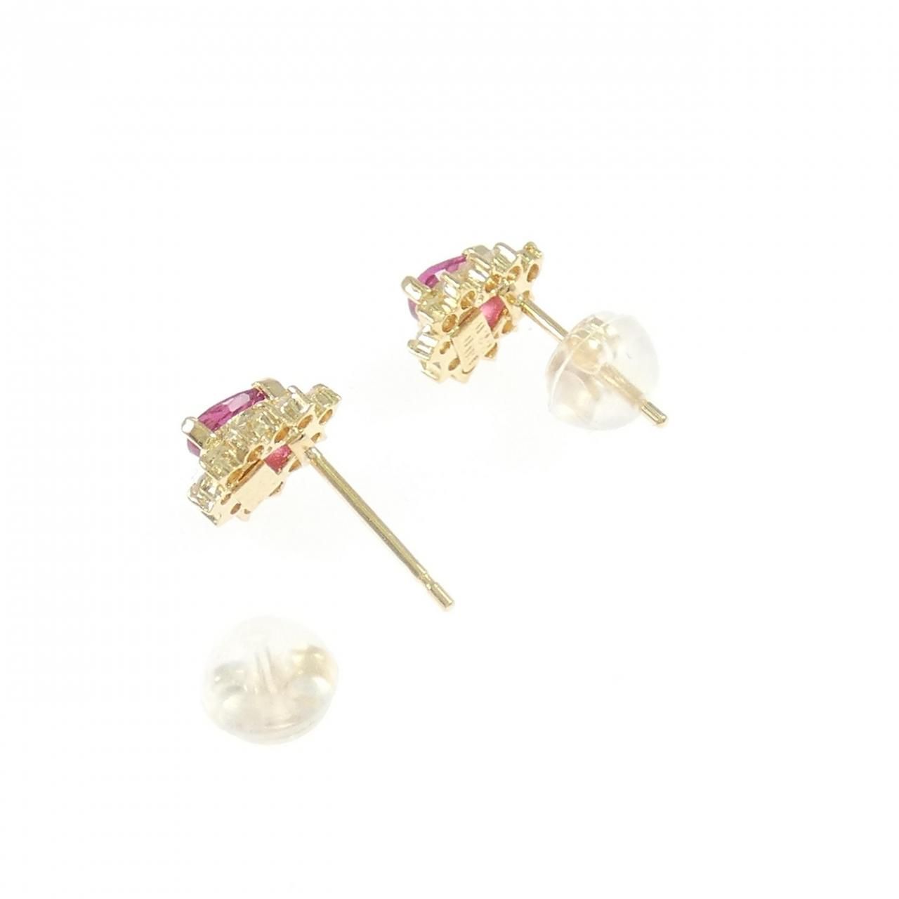  K 18 YG ルビー ピアス 0.44 CT イヤリング アクセサリー