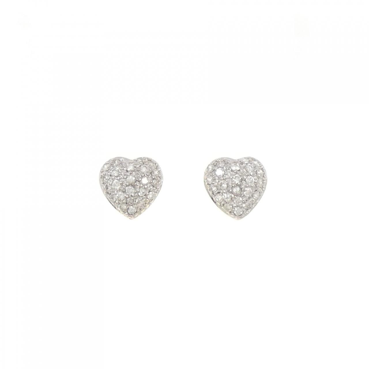 K 18 YG WG パヴェ ハート ダイヤモンド ピアス