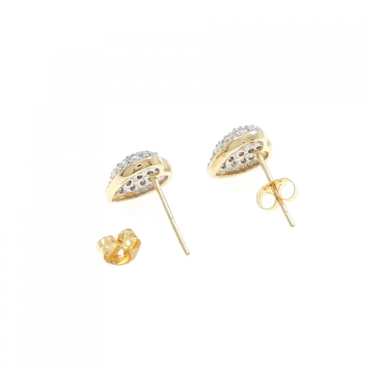 K 18 YG WG パヴェ ハート ダイヤモンド ピアス イヤリング アクセサリー