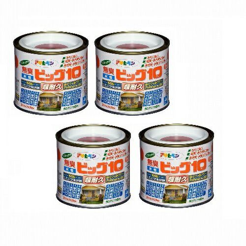 アサヒペン 水性ビッグ１０多用途 １／５Ｌ ２０１赤 4缶セット