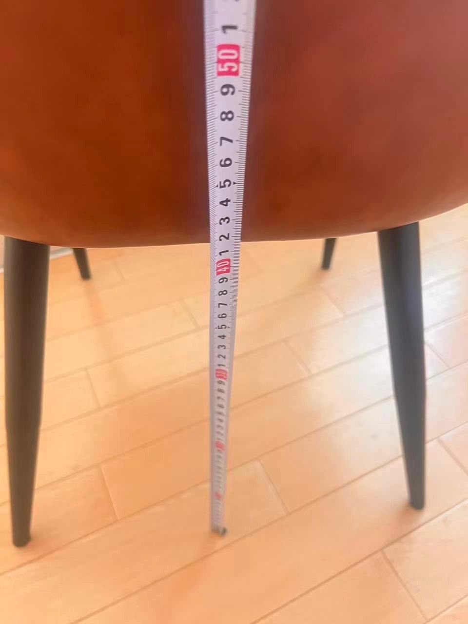 高級感レザーファブリックダイニングチェアブラウン4脚セットスチール