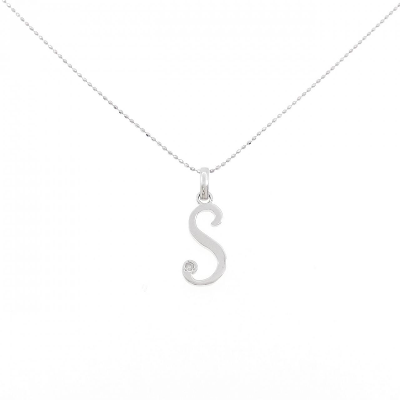 新品未使用　K18WG ダイヤモンド　ペンダント　イニシャルS K18WG イニシャルS ダイヤモンド ネックレス - メルカリ