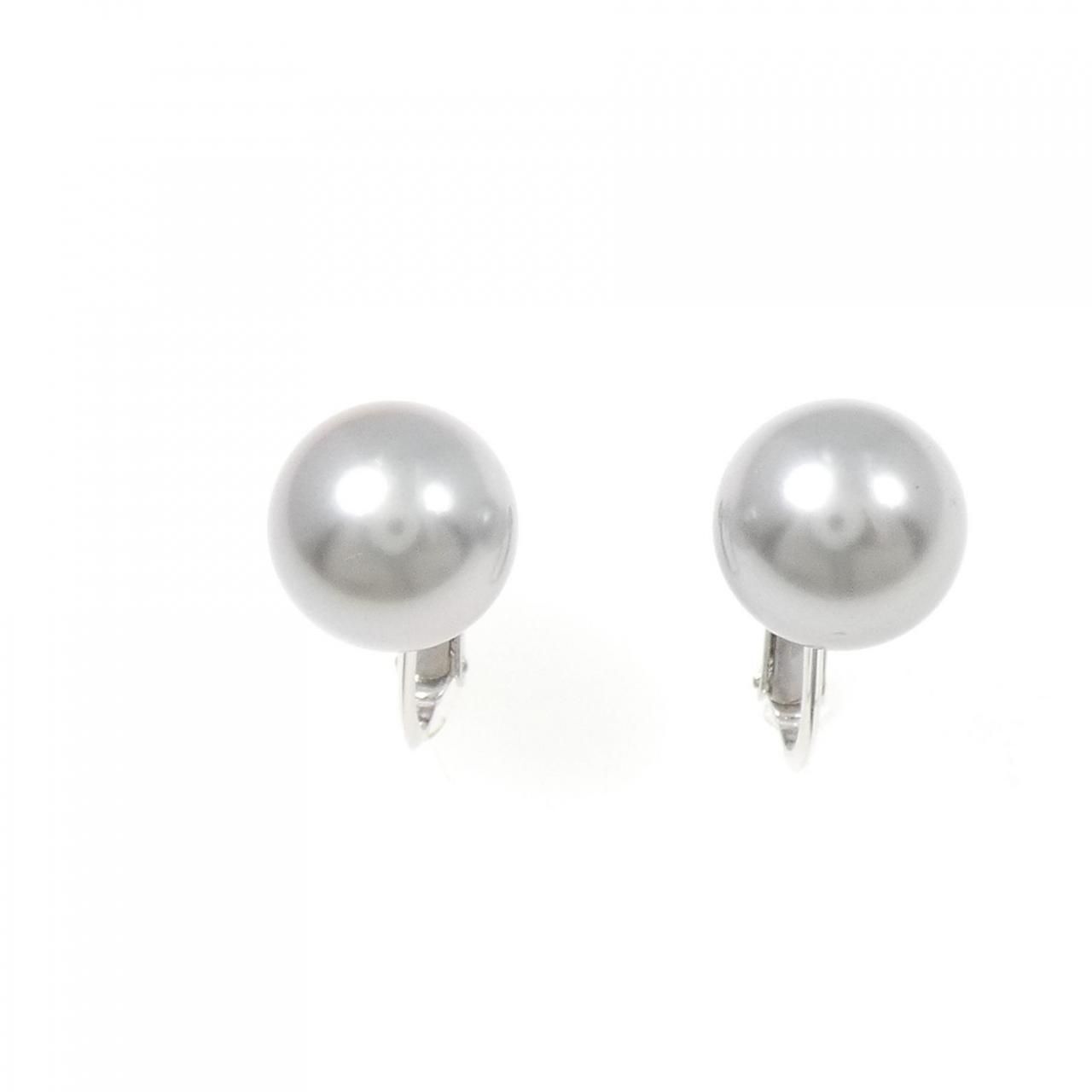 K 18 WG 黒蝶パール イヤリング 10.2 mm