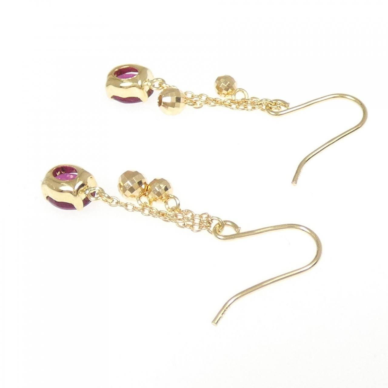  K 18 YG ルビー ピアス 0.70 CT イヤリング アクセサリー