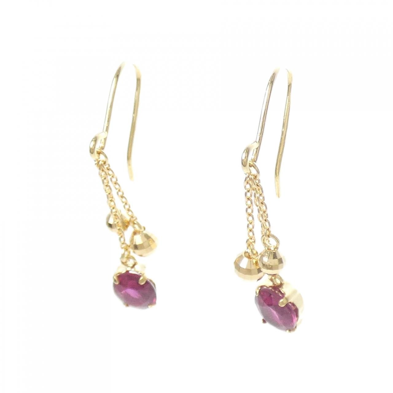 K 18 YG ルビー ピアス 0.70 CT
