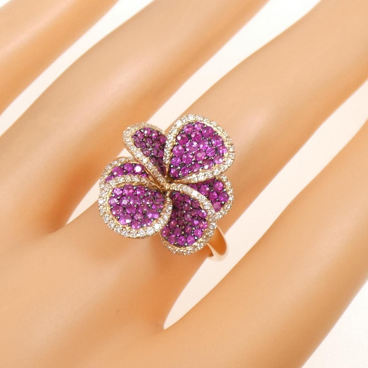 【週末値下げ】K18PGルビーリング約1.30ct✴︎12号 週末値下げ】K18PGルビーリング約1.30ct✴︎12号