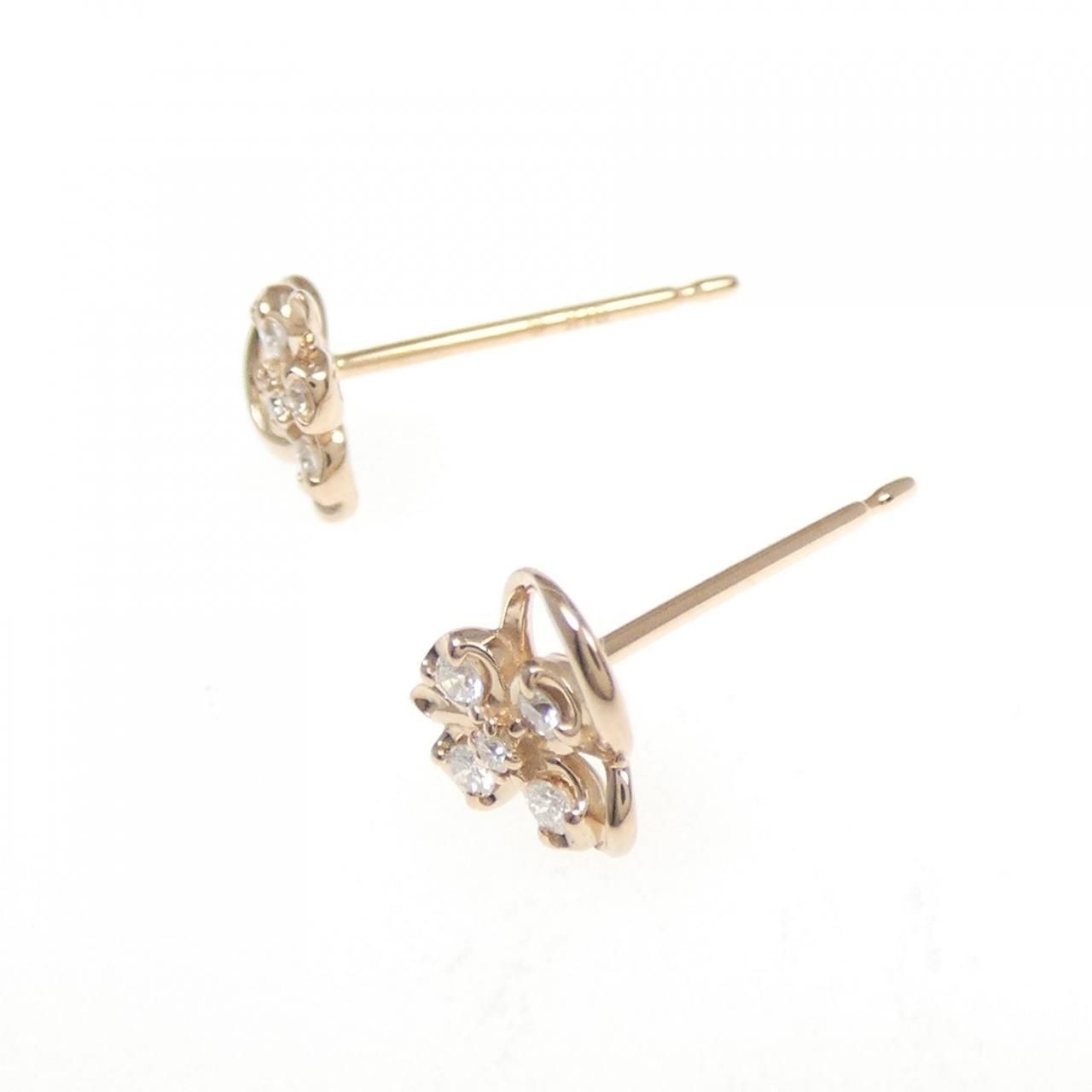 K 18 PG フラワー ダイヤモンド ピアス