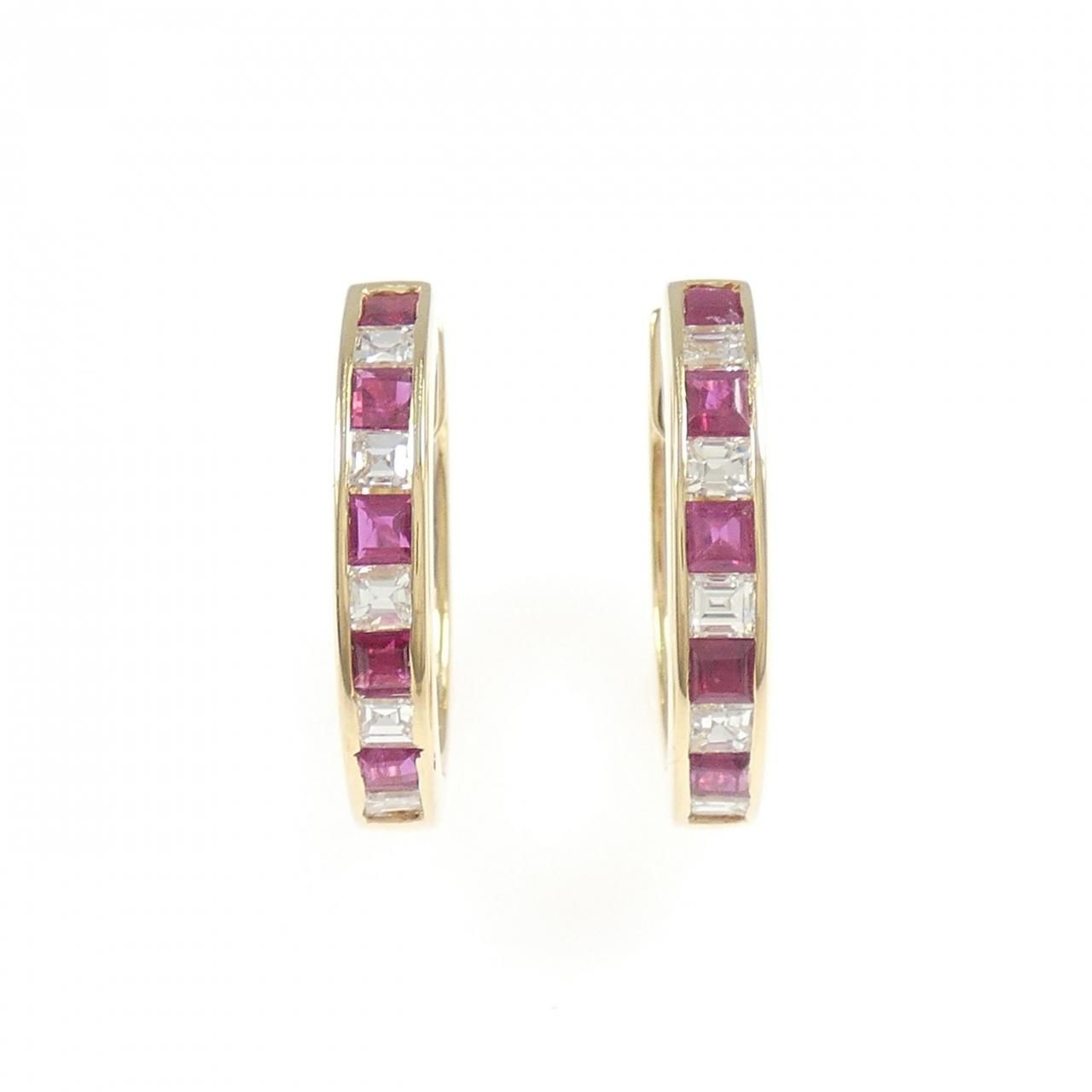 K 18 YG ルビー ピアス 1.18 CT