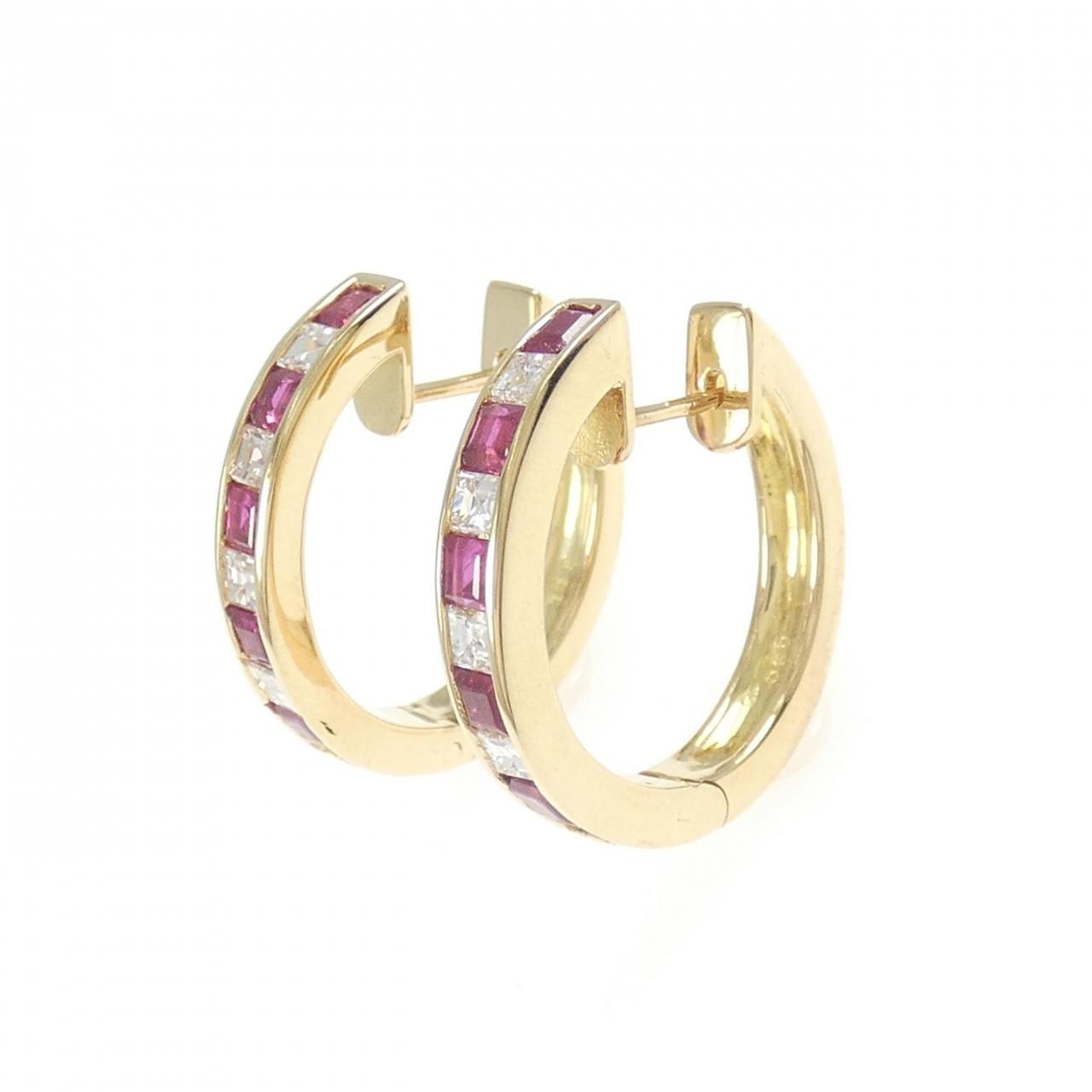 K 18 YG ルビー ピアス 1.18 CT