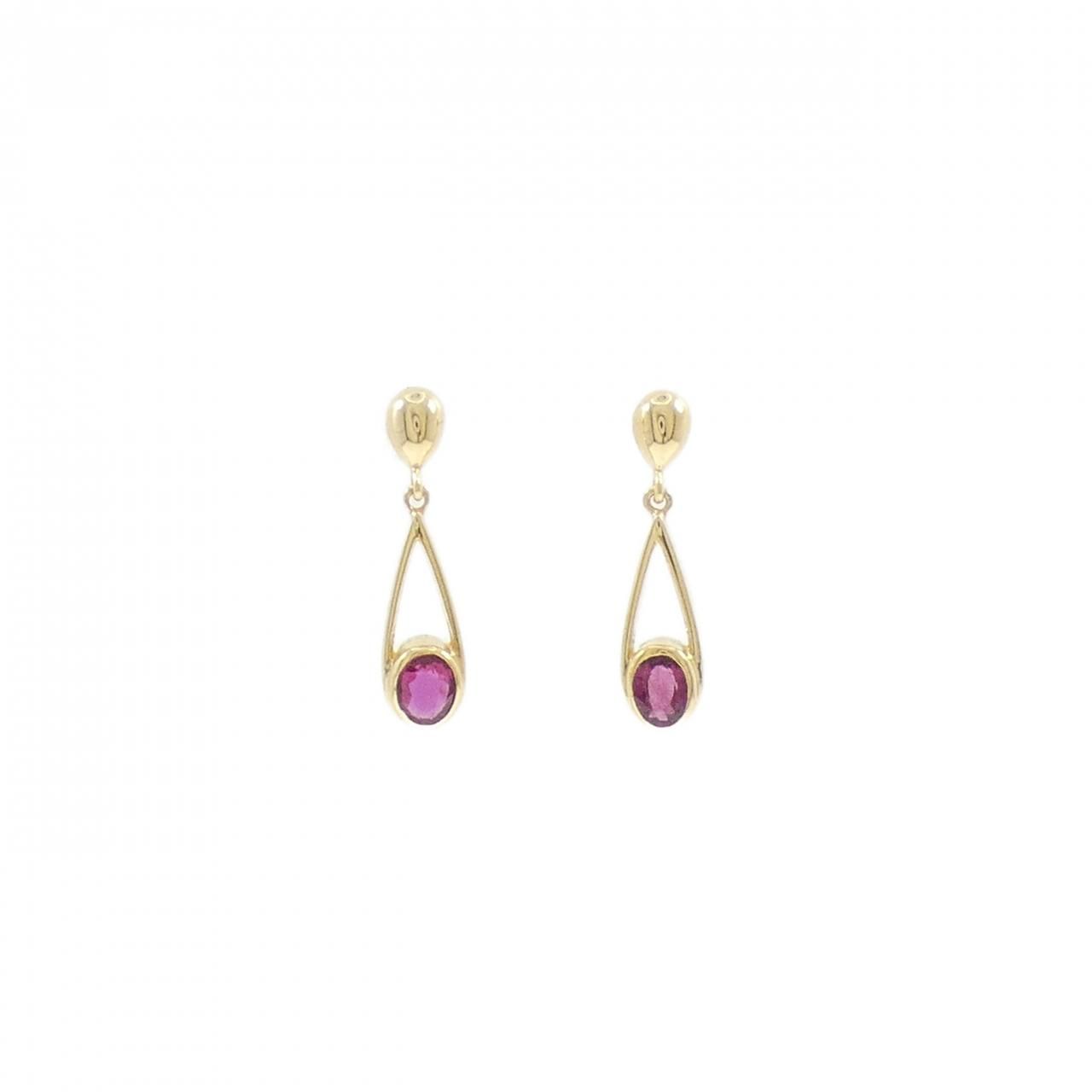 K 18 YG ルビー ピアス 0 41 CT