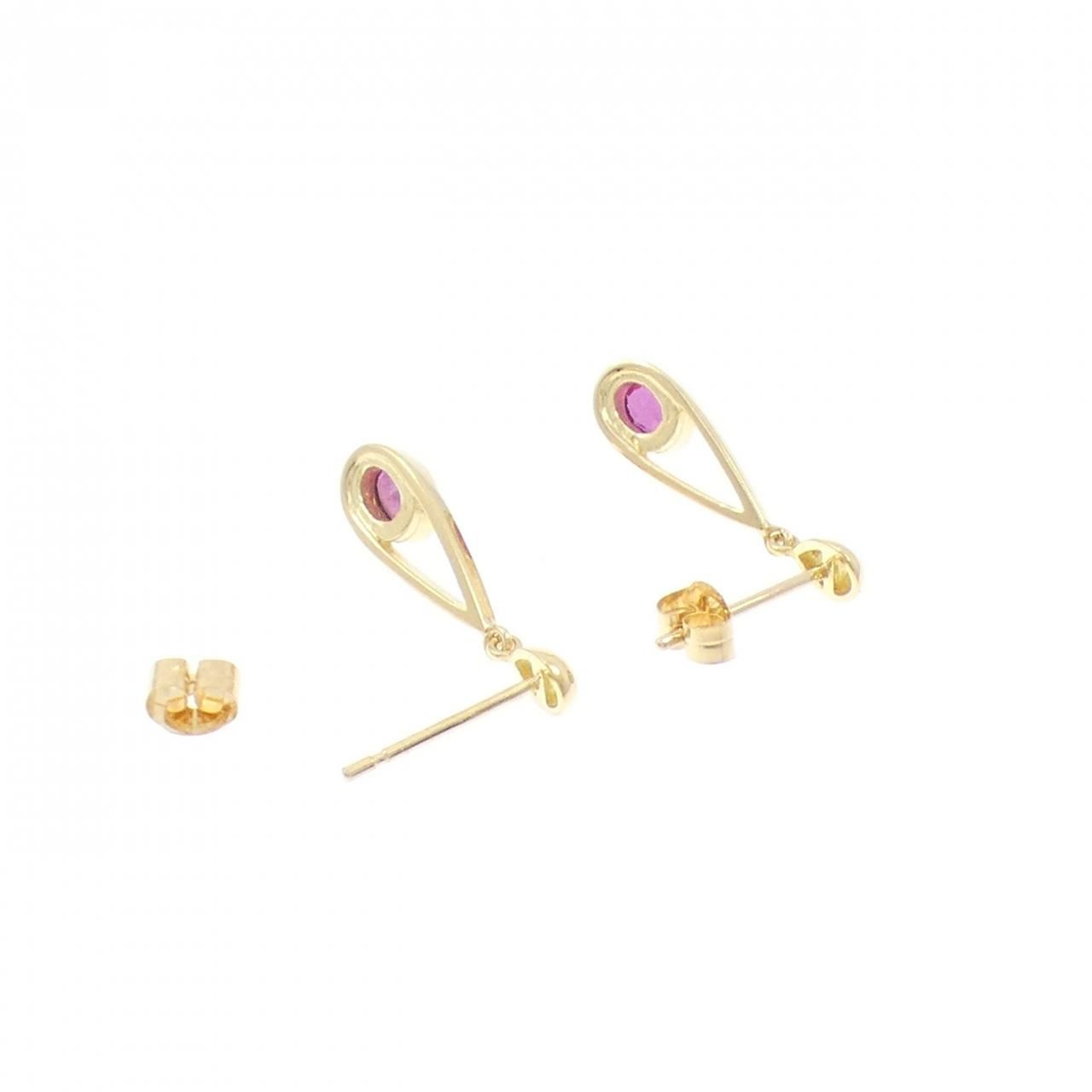  K 18 YG ルビー ピアス 0.41 CT イヤリング アクセサリー