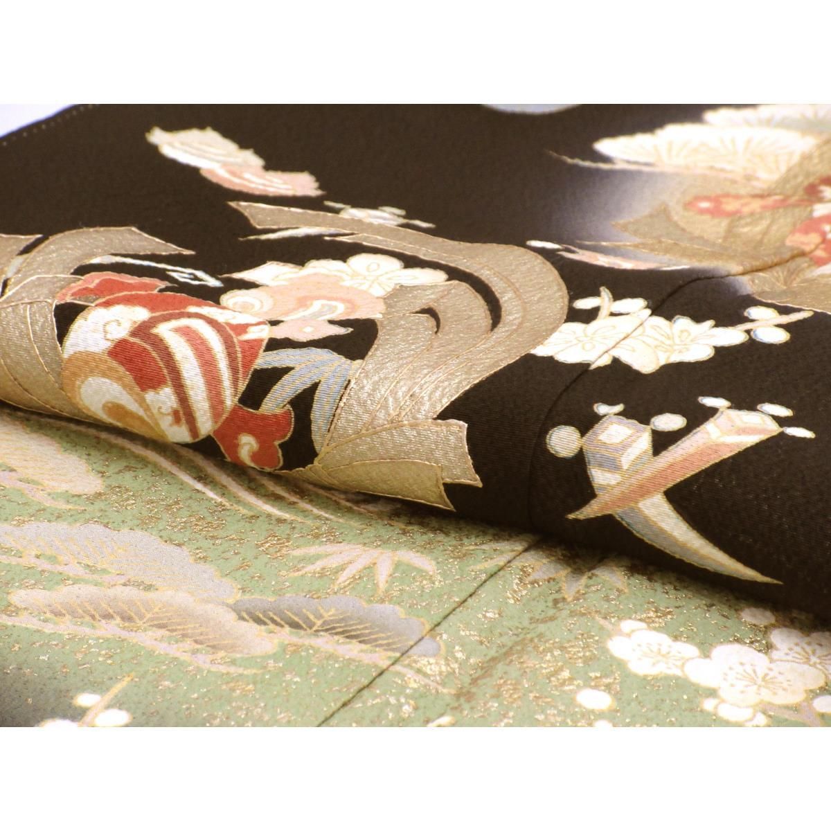 未使用品】黒留袖 友禅金彩加工 ボカシ染 - メルカリ