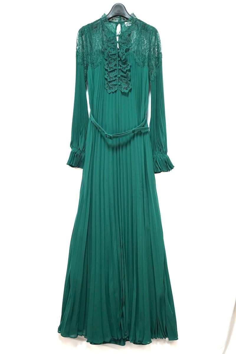 self-portrait セルフポートレート DEEP GREEN CHIFFON MAXI DRESS シフォン マキシ ドレス ディープグリーン US AW 21‐106 M