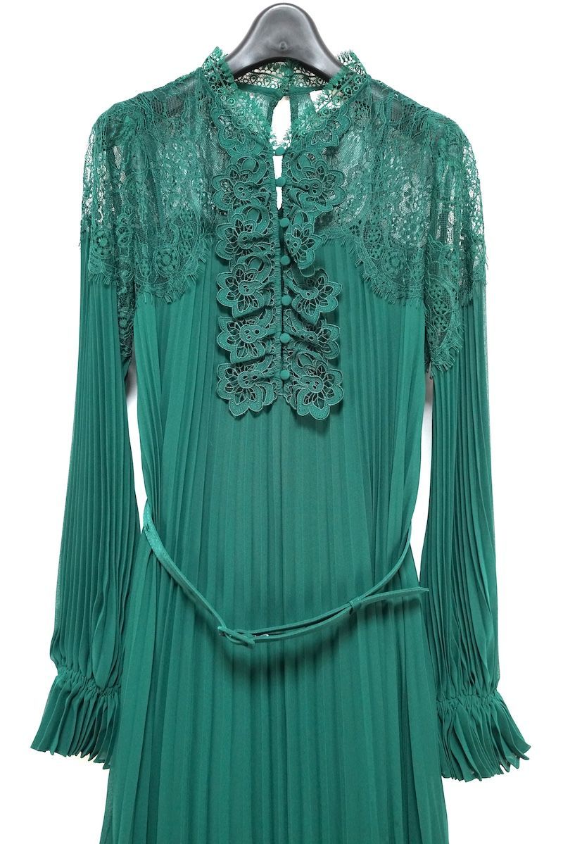 self-portrait セルフポートレート DEEP GREEN CHIFFON MAXI DRESS シフォン マキシ ドレス ディープグリーン US AW 21‐106 M