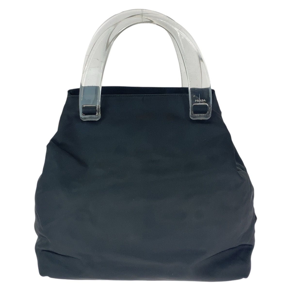 美品 PRADA プラダ テスート 三角ロゴプレート ブラック 黒 シルバー