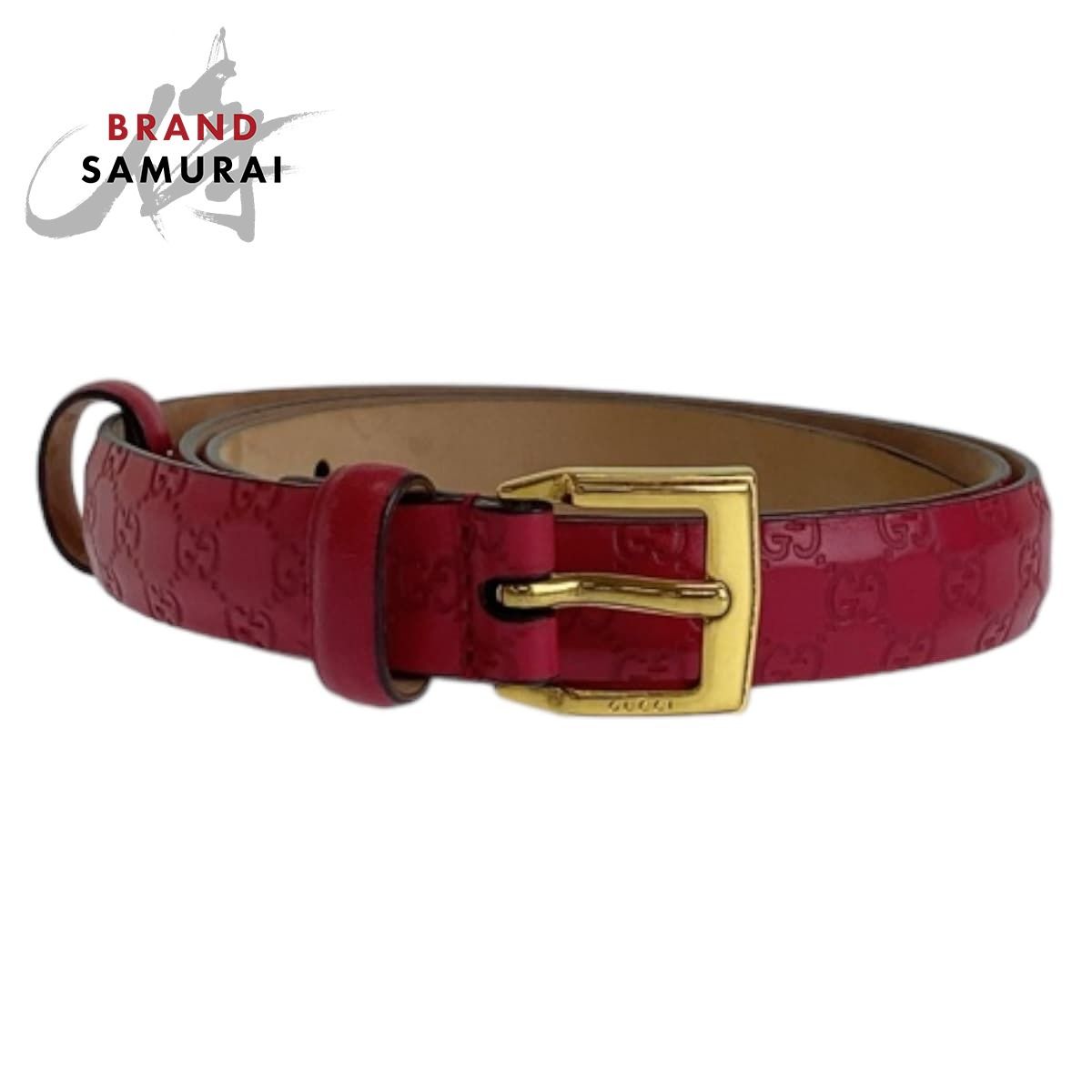 GUCCI グッチ グッチシマ 85 cm 34インチ ピンク ゴールド金具 レザー 269813 ベルト 男女兼用 メンズ 506623