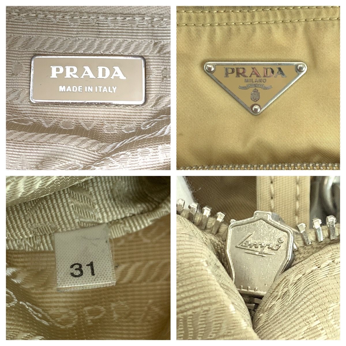 PRADA プラダ 三角プレート ナイロン ゴールド メタルハンドル バック PRADA - 良品 PRADA プラダ 三角ロゴ プレート メタル ハンドル