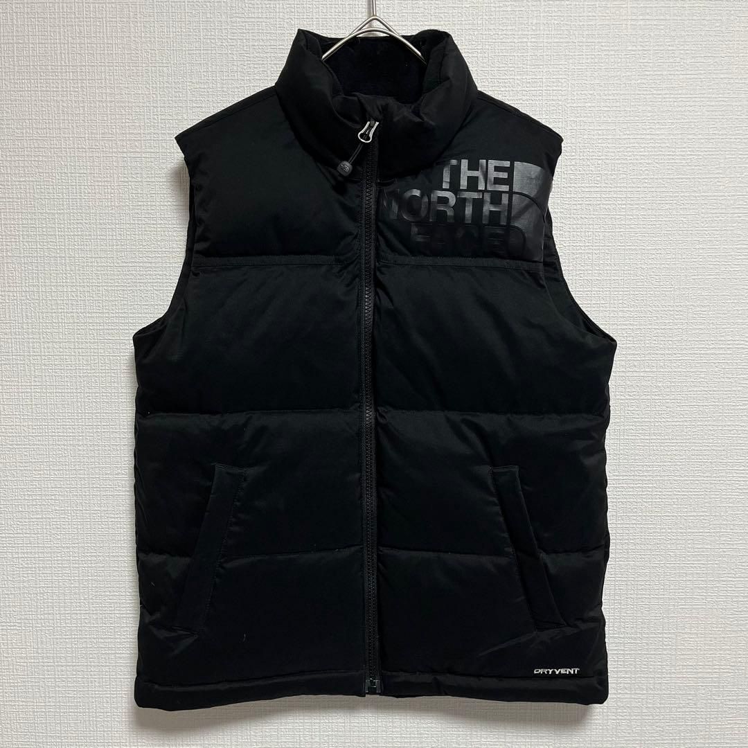 THE NORTH FACE ダウンベスト キッズ140 ドライベント ブラック アウター ビッグロゴ