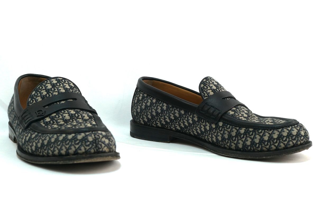 DIOR ディオール グランヴィル ローファー オブリーク キャンバス ベージュ ブラック 約25㎝ FA 04 23 40