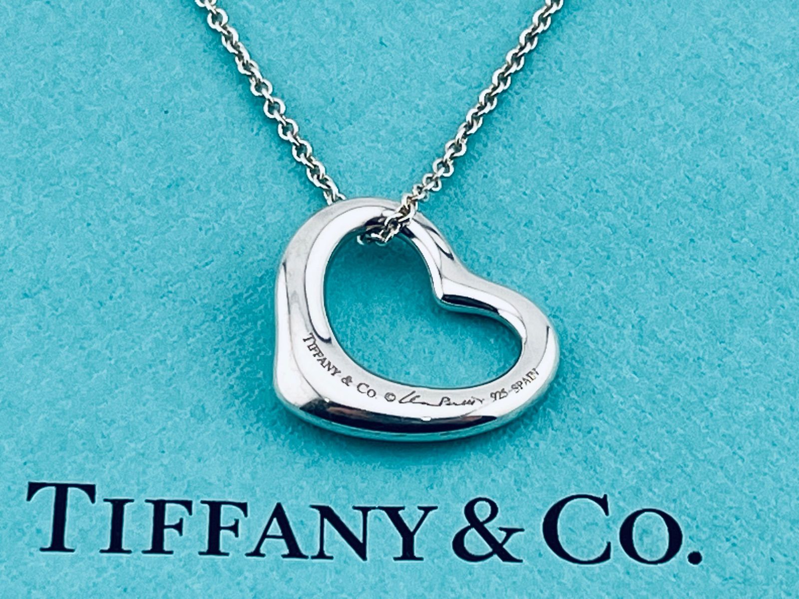 a135 美品 Tiffany&Co. ティファニー オープンハート ネックレス