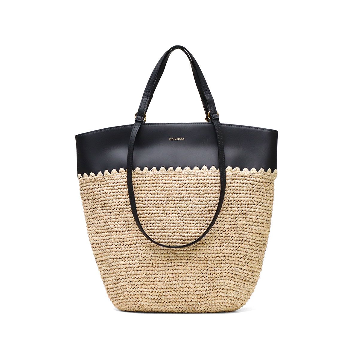  ヴィオラドーロ トートバッグ レディース VIOLAd ORO ブランド 女性 おしゃれ ナチュラル トート バッグ 手持ち 肩がけ 軽量 A 4 縦 本革 レザー かごバッグ SANDRO ラフィア レザーコンビトート V-8841 かごバッグ バッグ