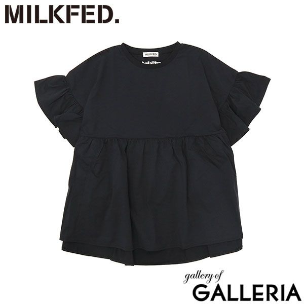 ミルクフェド チュニック 半袖 大人 Tシャツ MILKFED. レディース 夏 長め フリル 水陸両用 ペプラム ゆったり ロゴ刺繍 UV加工 吸汗速乾 コラボ x OP RUFFLE TUNIC