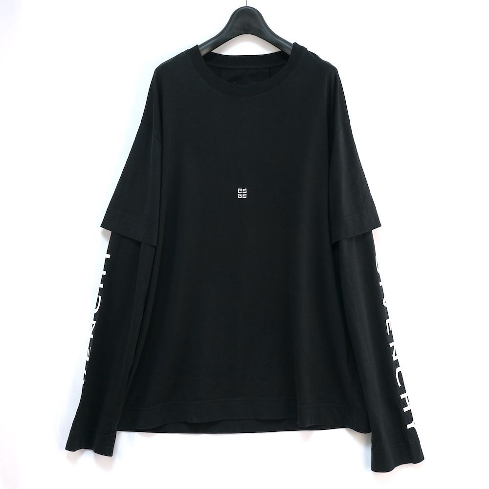 ジバンシィ ４Gロゴ刺繍 レーヤード Tシャツ ブラック Lサイズ