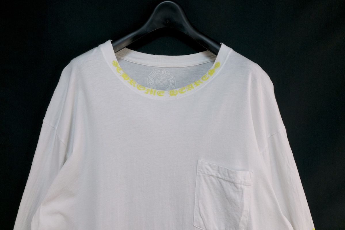 CHROME HEARTS クロムハーツ ポケット付き ロングTシャツ ホワイト XL
