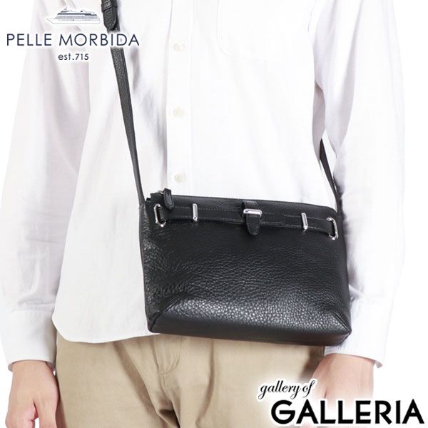 ペッレモルビダ ショルダーバッグ メンズ レディース PELLE MORBIDA バッグ 小さめ ブランド A 5 本革 横型 MB 081 BLACK
