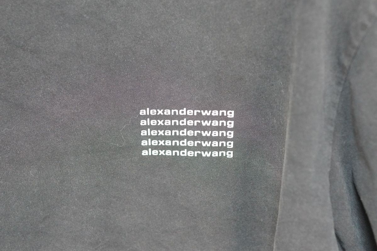  alexander wang アレキサンダーワン クロップド丈 フロントロゴ Tシャツ ブラック XSサイズ 半袖(Tシャツ) Tシャツ カットソー