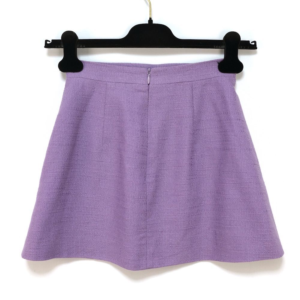 PATOU パトゥ Aライン ミニ スカート ラベンダー コットン ウール レーヨン