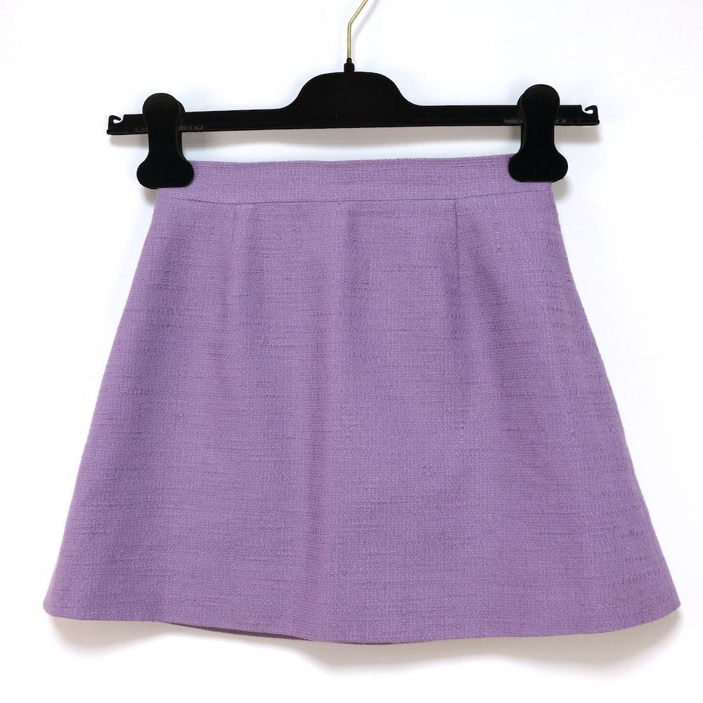 PATOU パトゥ Aライン ミニ スカート ラベンダー コットン ウール レーヨン
