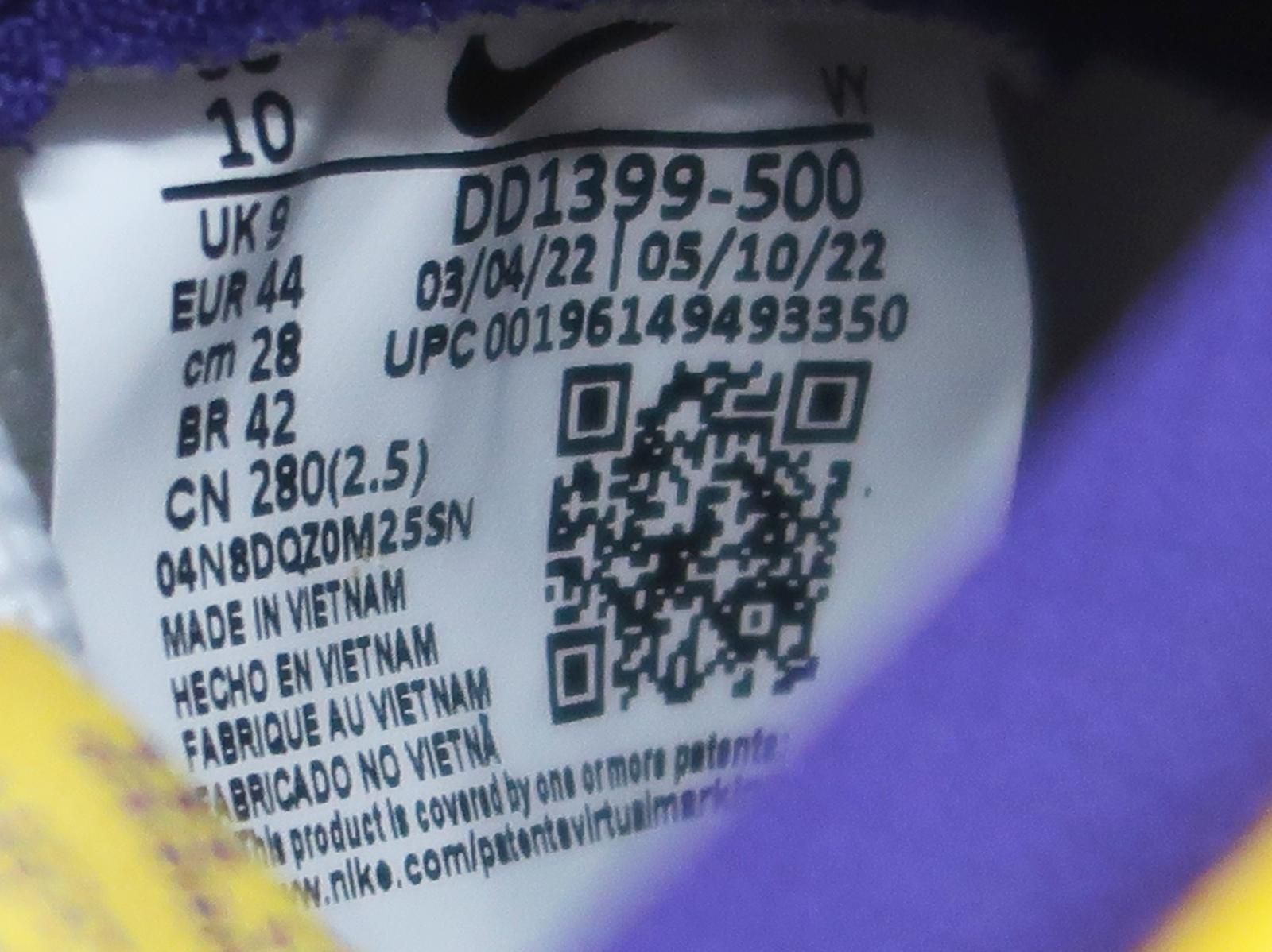  2401 NIKE ナイキ DUNK HIGH RETRO LAKERS ダンク ハイ レトロ DD 1399-500 スニーカー 28㎝ スニーカー 靴