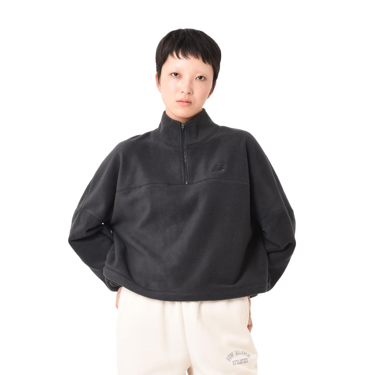 ニュー ンス レディース ポーラーフリースハーフジップ WT 43529 BK ブラック Free Size