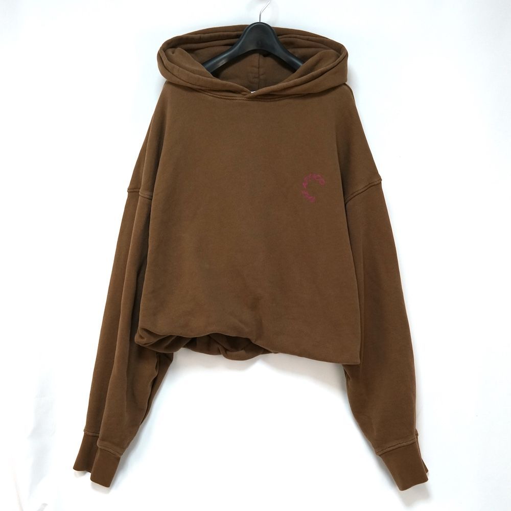THE ATTICO ジ アティコ クロップド丈 フロントロゴ フーディー パーカー ブラウン XSサイズ C 028 187